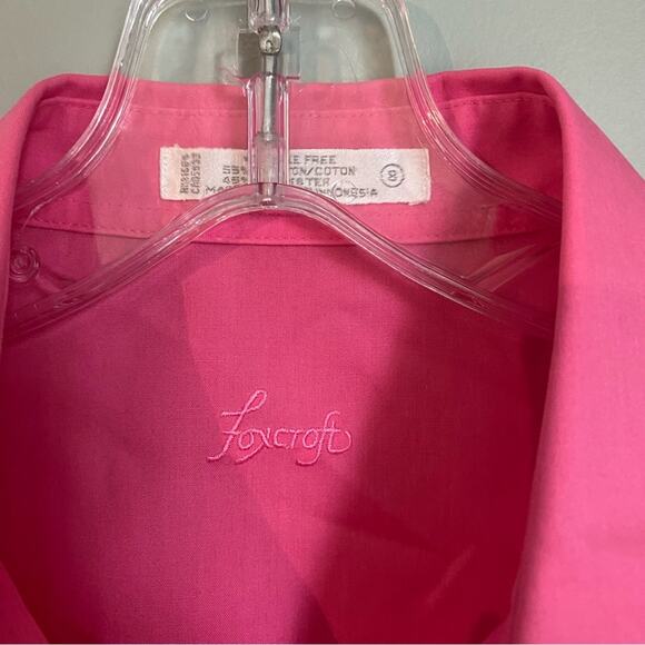 Foxcroft Wrinkle Free Button Down Bright Pink Shirt - Picture 3 of 5
